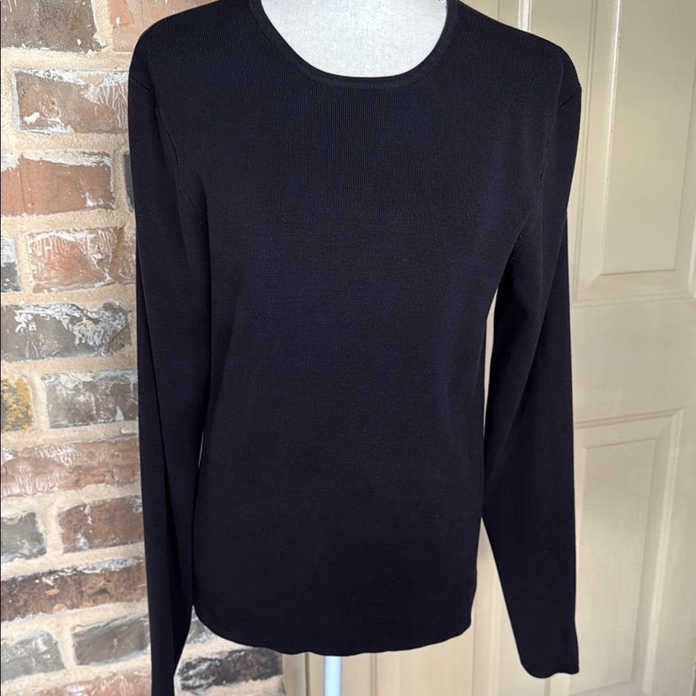 Brooks Brothers Black Silk Blend Crewneck Sweater Timeless Preppy Classic Sz LRG - Picture 6 of 12